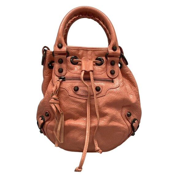 BALENCIAGA Classic Mini Pom Pom Pink Leather - Handbag 632-071825 - Picture 1 of 13
